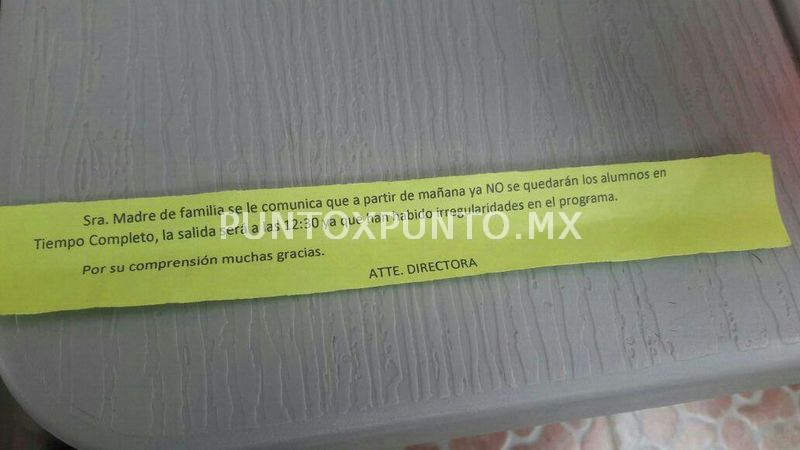 RECORTAN HORARIOS EN ESCUELA DE TIEMPO COMPLETO EN ALLENDE, ANUNCIAN FALLAS EN EL SISTEMA DE LA SEP.