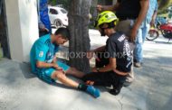 CHOQUE ENTRE MOTOCICLISTA Y TAXISTA EN CALLES DE MMORELOS.