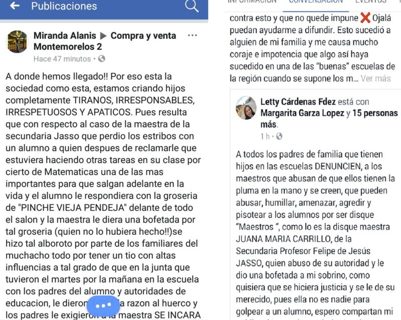 POLÉMICA EN MMORELOS POR CASO DE MAESTRA QUE ABOFETEA A ALUMNO EN SECUNDARIA CUANDO ESTE LA INSULTO EN CLASE