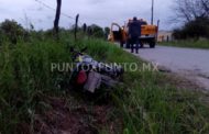 DERRAPA EN SU MOTOCICLETA EN CARRETERA GENERAL TERÁN, CHOFER RESULTA HERIDO.