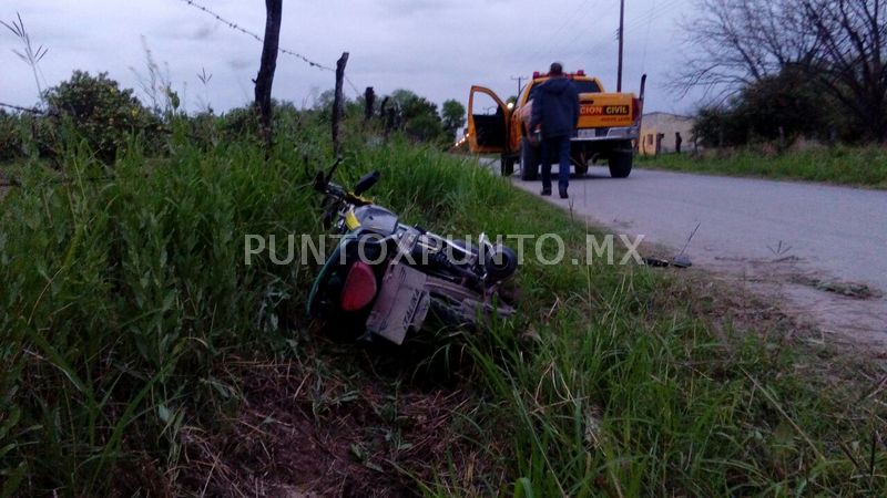 DERRAPA EN SU MOTOCICLETA EN CARRETERA GENERAL TERÁN, CHOFER RESULTA HERIDO.