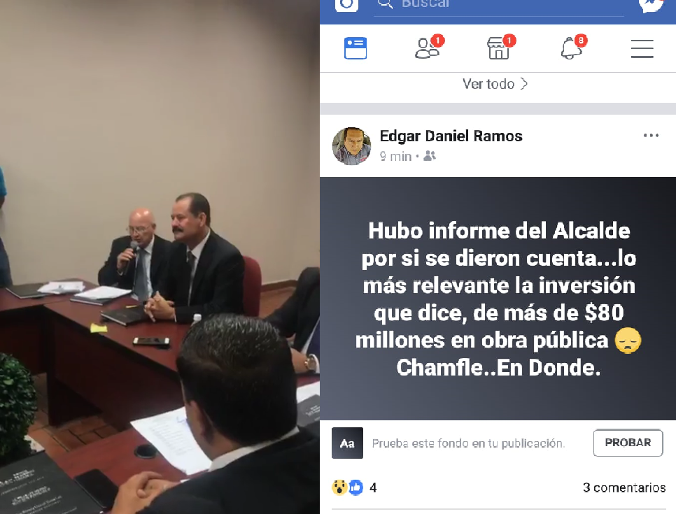 CRÍTICA REGIDOR ELECTO EN REDES SOCIALES TERCER Y ÚLTIMO INFORME DE ALCALDE DE ALLENDE.