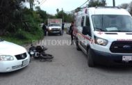 DOS PERSONAS LESIONADAS EN CHOQUE ENTRE AUTO Y MOTOCICLETA EN GENERAL TERÁN.