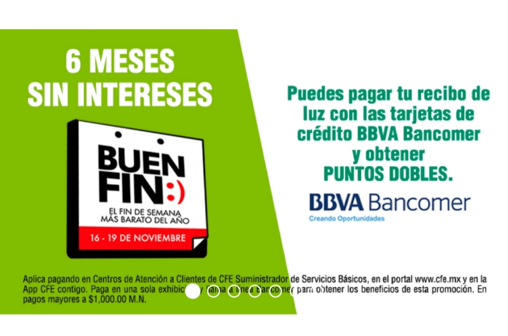 POR EL BUEN FIN, ANUNCIA CFE QUE PUEDES PAGAR LA LUZ A MESES SIN INTERESES .....