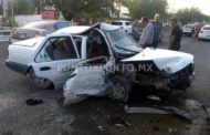 DOS LESIONADOS EN CHOQUE EN CARRETERA NACIONAL, ESCAPA CONDUCTOR.