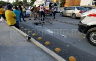 CHOQUE ENTRE TAXISTA Y CICLISTA QUIEN RESULTA LESIONADO EN MONTEMORELOS.