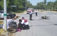 CHOQUE TIPO ESTRELLAMIENTO EN MONTEMORELOS, MUJER RESULTA LESIONADA, AGENTES DE VIALIDAD LA AUXILIAN.