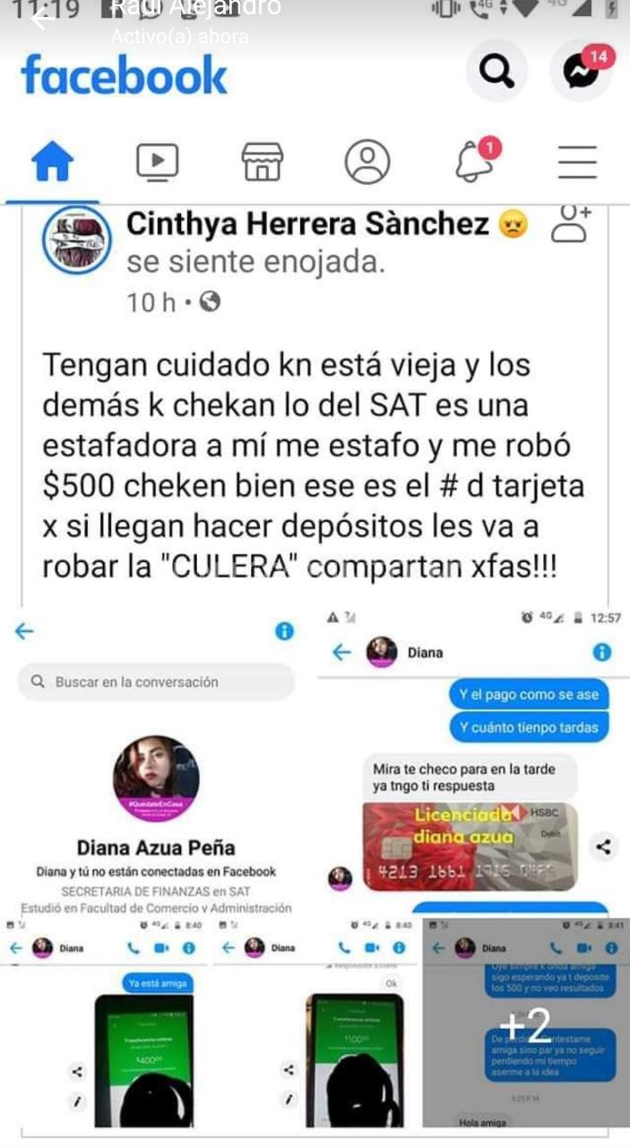 ALERTAN POR FRAUDE EN REDES, DONDE SEGÚN LOS APOYAN PARA TRAMITES DEL SAT.