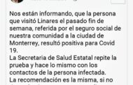 CONFIRMA ALCALDE DE LINARES CASO COVID-19 POSITIVO EN MUNICIPIO
