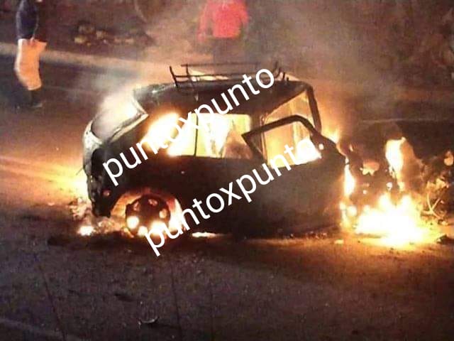 MUERE HABITANTE DE ARAMBERRI EN DR. ARROYO, EL AUTO EN QUE VIAJABA VUELCA Y SE INCENDIA.