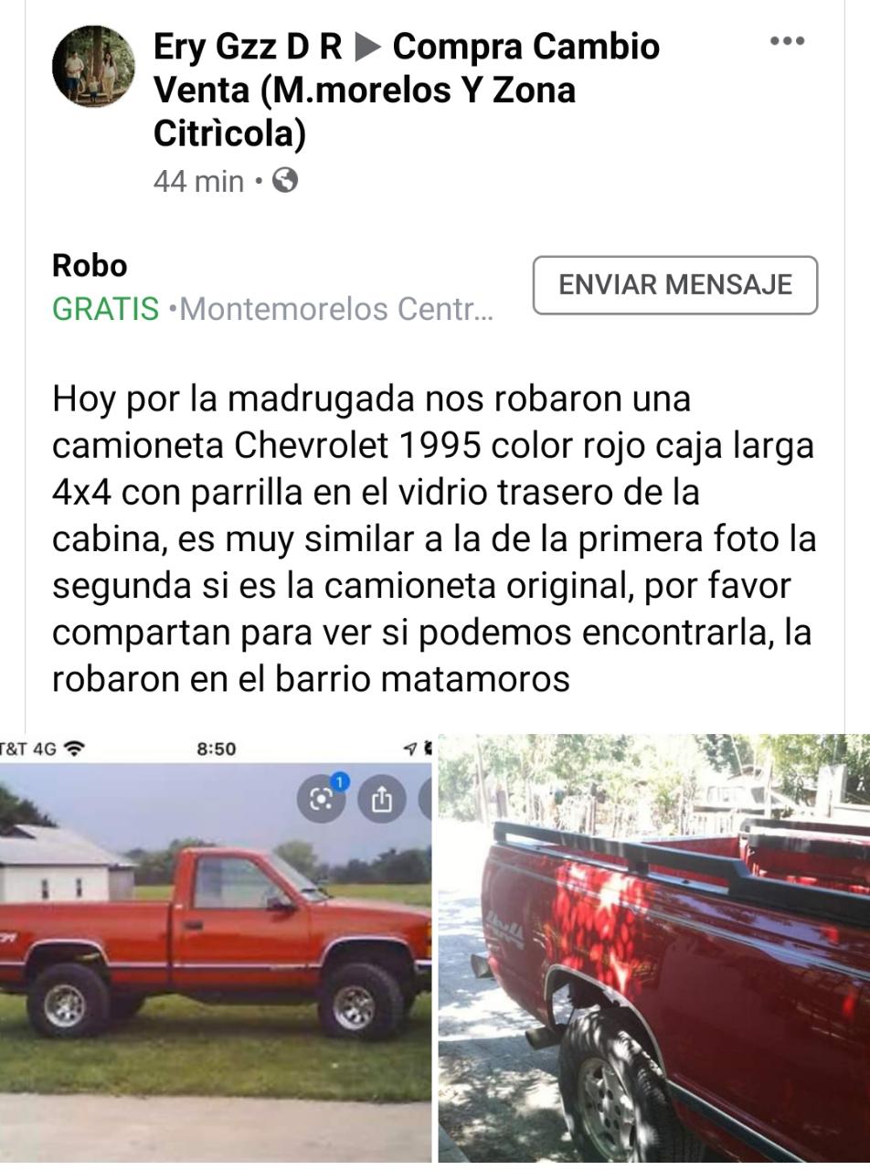 PIDEN APOYO PARA RECUPERAR CAMIONETA QUE FUE ROBADA EN MMORELOS.