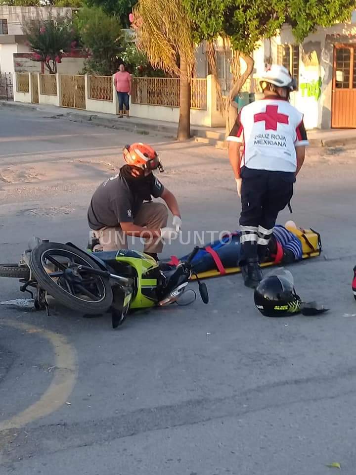 MUJER QUE VIAJABA EN MOTOCILETA. RESULTA LESIONADA EN GRAL. TERAN.