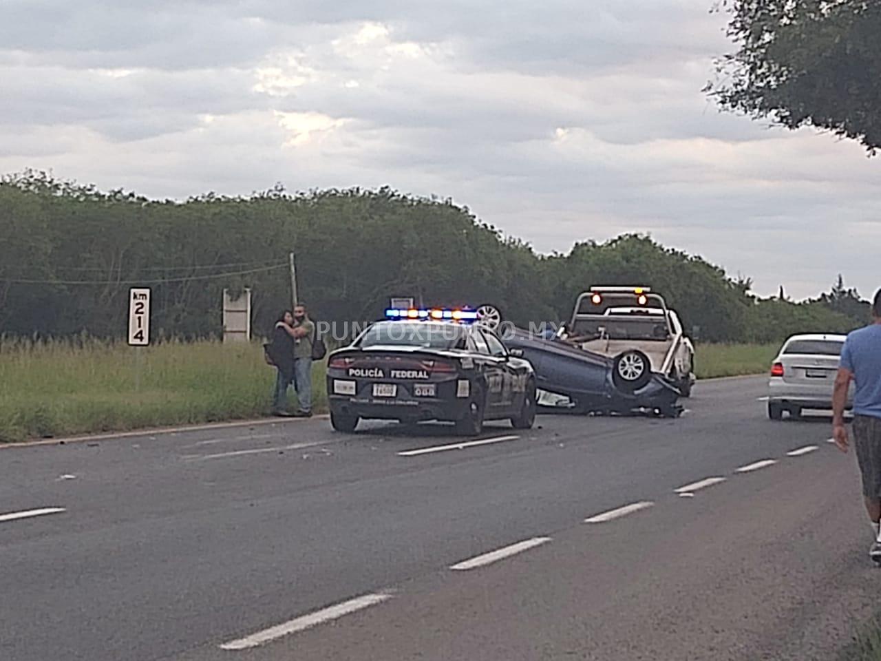 VOLCADURA EN CARRETERA NACIONAL EN MONTEMORELOS, OCUPANTES RESULTARON ILESOS.