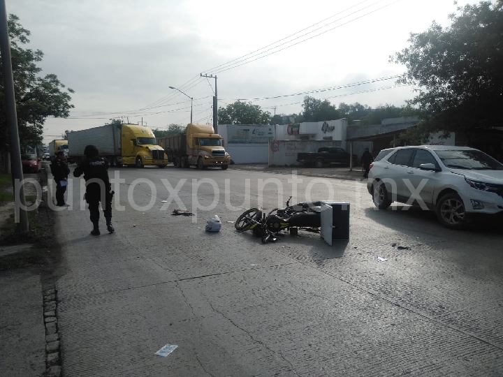 ACCIDENTE VIAL EN ALLENDE, CONDUCTOR DE MOTOCICLETA RESULTA LESIONADO.