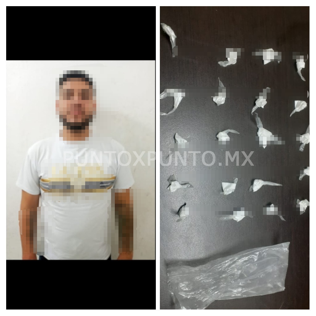 DETIENEN A UN HOMBRE CON DROGA AFUERA DE UN BAR EN CENTRO DE MONTEMORELOS.