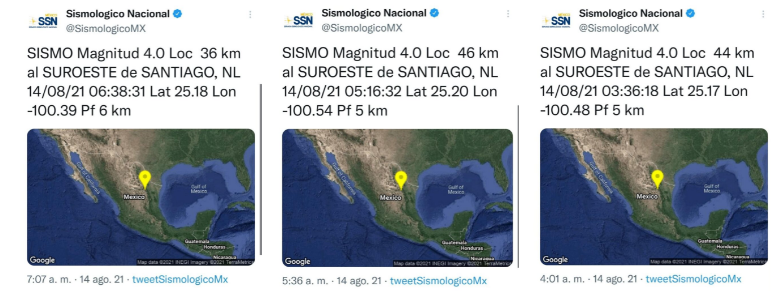 TRES FUERTES TEMBLOR SE REGISTRAN EN EL MUNICIPIO DE SANTIAGO, PRENDE ALERTA DE PROTECCIÓN CIVIL.