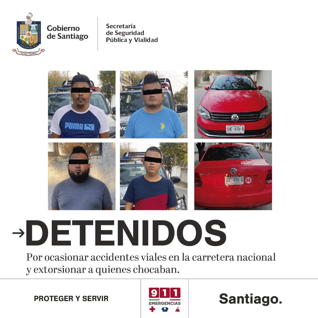 DETIENEN EN SANTIAGO A HOMBRES QUE PROVOCABAN CHOQUES PARA DEFRAUDAR A SUS VÍCTIMAS.