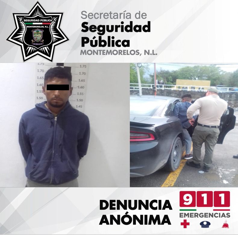 DETIENE POLICÍA DE MONTEMORELOS A UN HOMBRE QUE CONTABA CON ORDEN DE APREHENSIÓN.