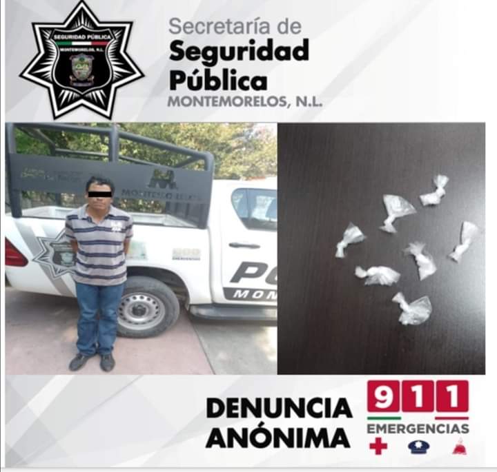 LO DETIENE LA POLICÍA DE MONTEMORELOS Y LE ENCUENTRA DROGA ES CONSIGNADO.