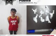 DETIENEN POLICÍAS DE MONTEMORELOS A JOVEN CON DOSIS DE CRISTAL ES CONSIGNADO.