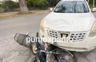 MOTOCICLISTA RESULTA HERIDO EN CHOQUE CON VEHÍCULO EN MONTEMORELOS.