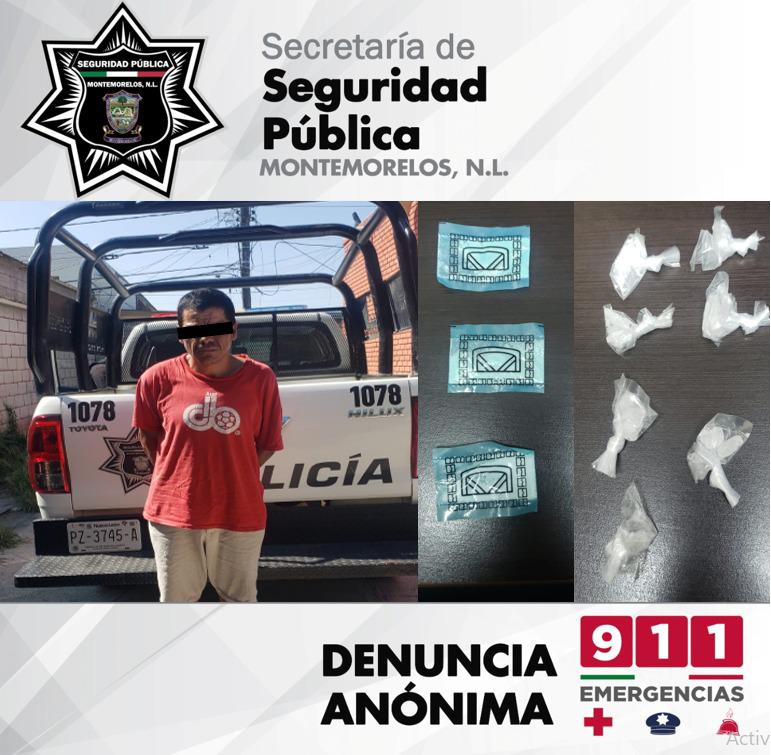 POLICÍAS LE ENCUENTRAN DROGA AL GALLERO, LO DETIENEN EN MONTEMORELOS Y CONSIGAN.