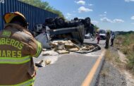 DOS LESIONADOS EN ACCIDENTE EN CARRETERA NACIONAL, ATIENDE BOMBEROS DE LINARES Y CRUZ ROJA.