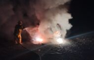 ATENDIÓ PROTECCIÓN CIVIL INCENDIO DE CAMIONETA EN MONTEMORELOS.