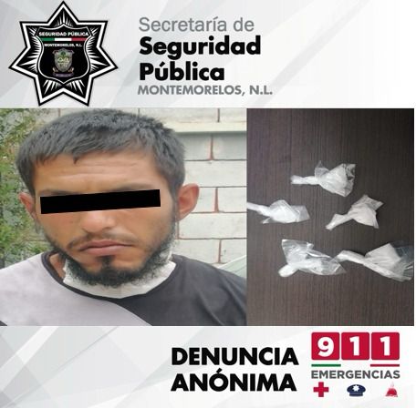 POLICÍA DE MONTEMORELOS LO DETIENE Y CONSIGNA POR DROGA.