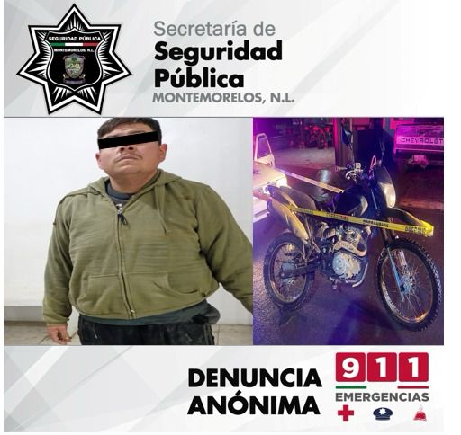 LO DETIENE POLICÍA DE MONTEMORELOS POR VIAJAR EN MOTO CON REPORTE DE ROBO.