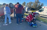 CINCO LESIONADOS EN VOLCADURA DE VEHICULO EN HUALAHUISES.