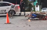 CHOQUE ENTRE UNA MOTO Y UN AUTO EN MONTEMORELOS, MOTOCICLISTA RESULTA LESIONADO.