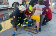 NIÑO SUFRE UNA LESIÓN CUANDO CIRCULABA CON SU BICICLETA ES RESCATADO POR PROTECCIÓN CIVIL Y CRUZ ROJA.