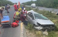 RESCATA BOMBEROS DE LINARES Y CRUZ ROJA A PERSONA HERIDA EN UNA VOLCADURA EN CARRETERA NACIONAL.