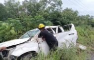 VOLCADURA EN CARRETERA NACIONAL DE MONTEMORELOS SE MOVILIZAN LOS CUERPOS DE EMERGENCIA.