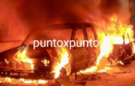 EN GRAL. ZARAGOZA, N. L.FUEGO DE VEHICULOS FRENTE A LA COMANDANCIA MUNICIPAL.