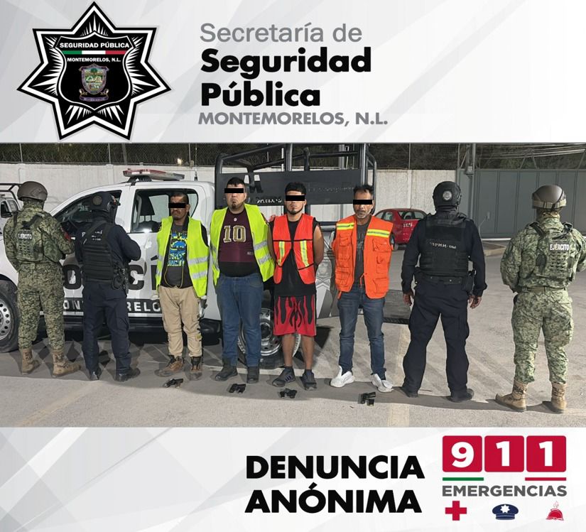 MILITARES Y POLICÍAS EN MONTEMORELOS DETIENEN A CUATRO HOMBRES ARM@D0S.